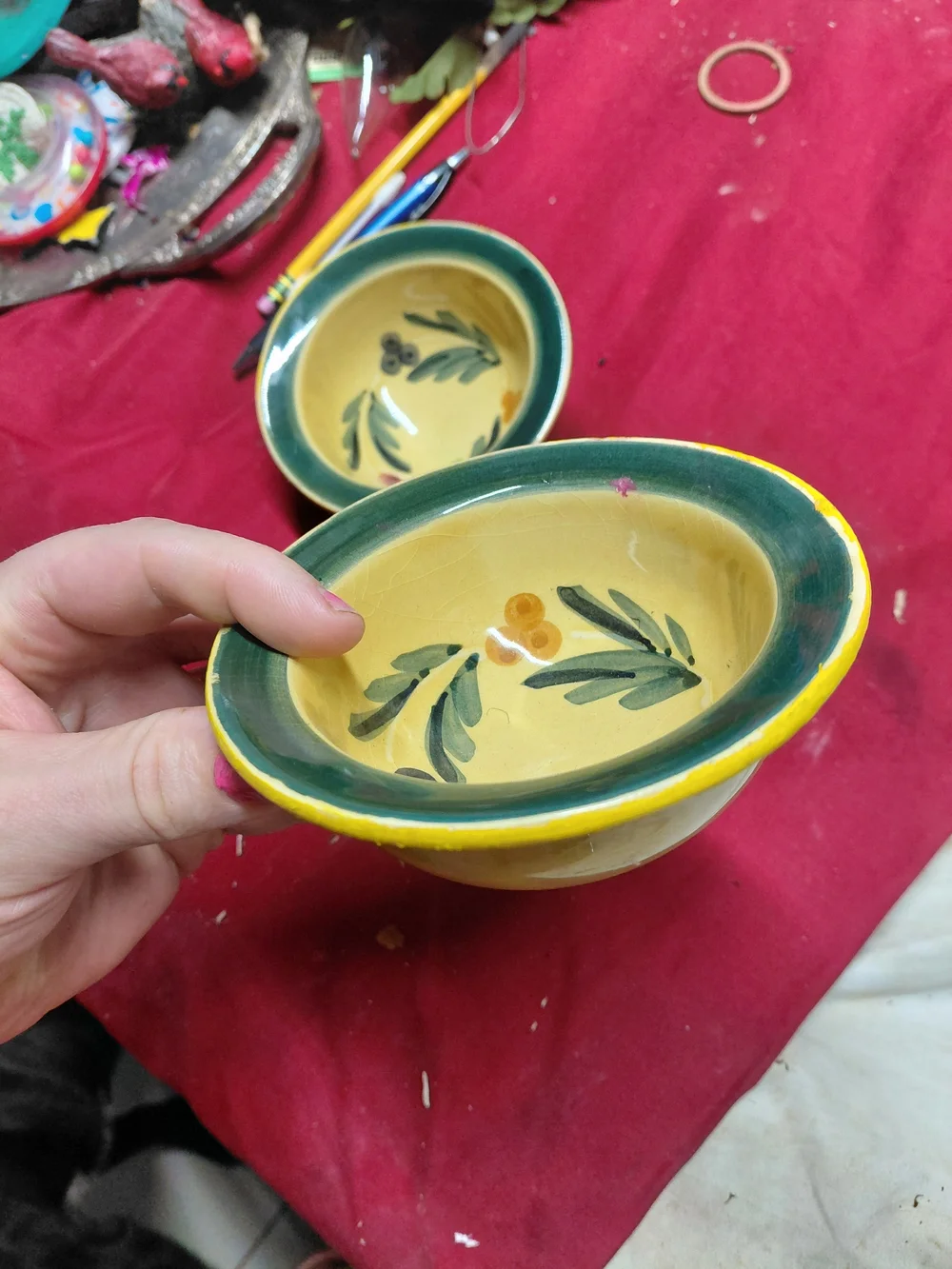 Williams-Sonoma Mirabeau 2-bowl chip and dip set, discontinud Hand Painted Italy